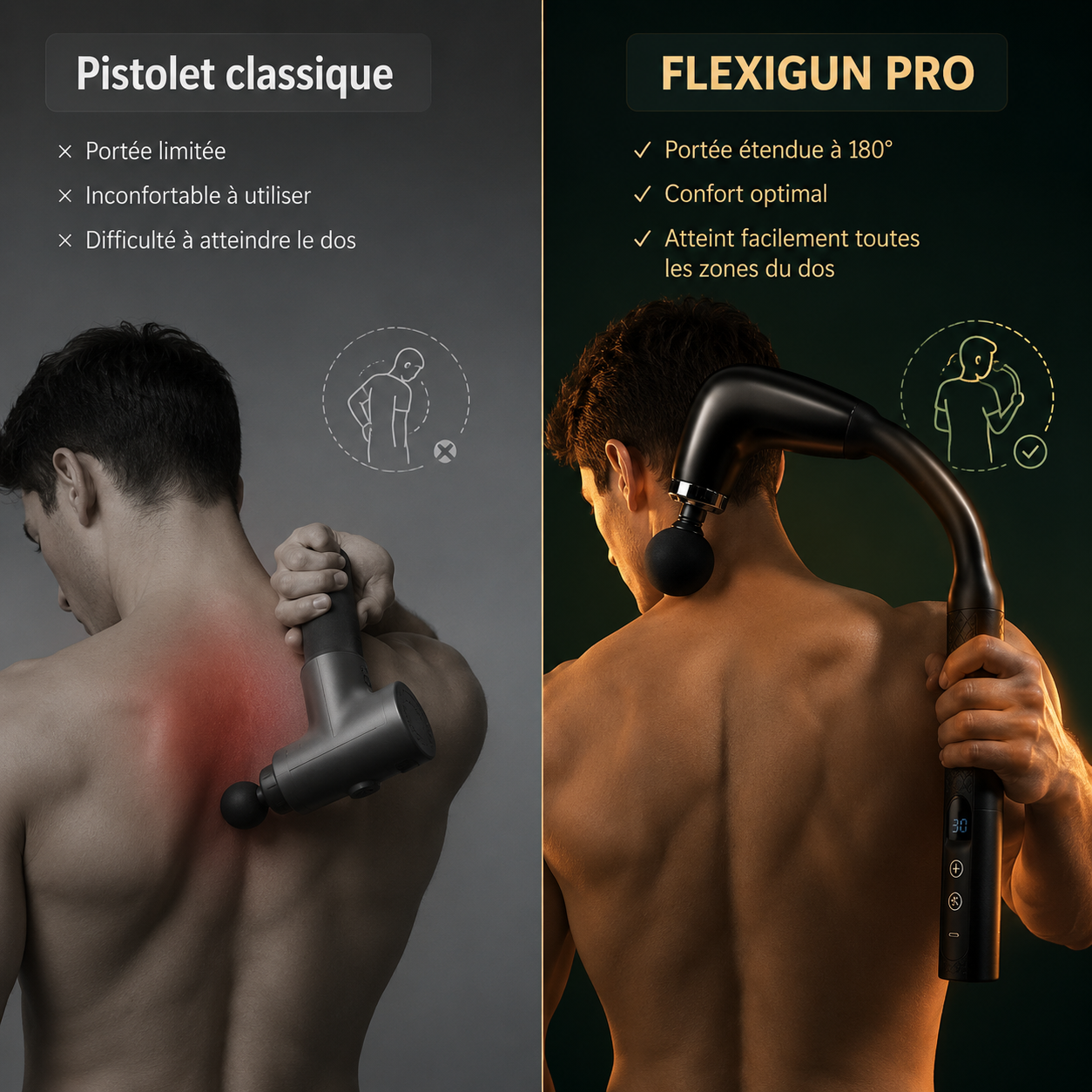 FLEXIGUN PRO – Pistolet de Massage à Bras Articulé 180°